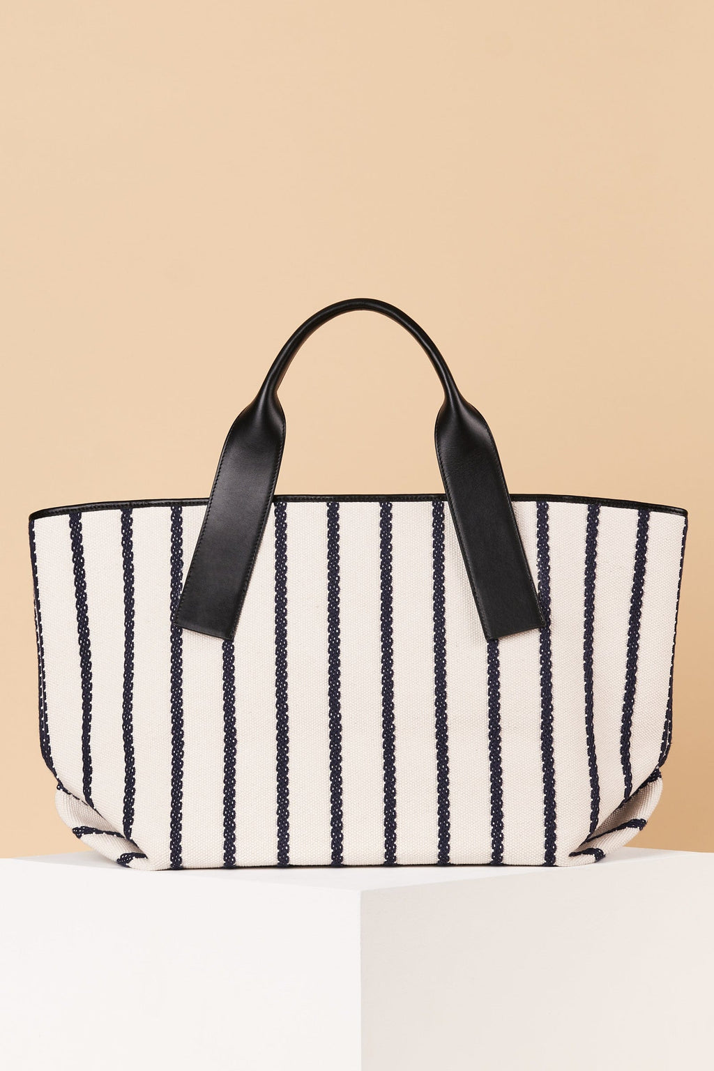 Zara: White Black Striped Tote | Silkroll