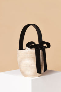 Cesta Collective Handbags Party Pail with Velvet Bow - Ivory / Black