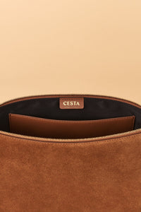 Cesta Collective Handbags Suede Clutch / Tobacco