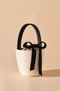 Cesta Collective Party Pail with Velvet Bow - Ivory / Black